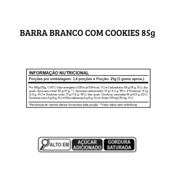 Barra de Chocolate Branco com Cookies 85g - Imagem 2