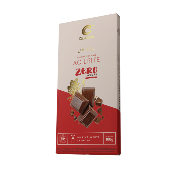 Barra de chocolate zero ao leite Cia Life 100g